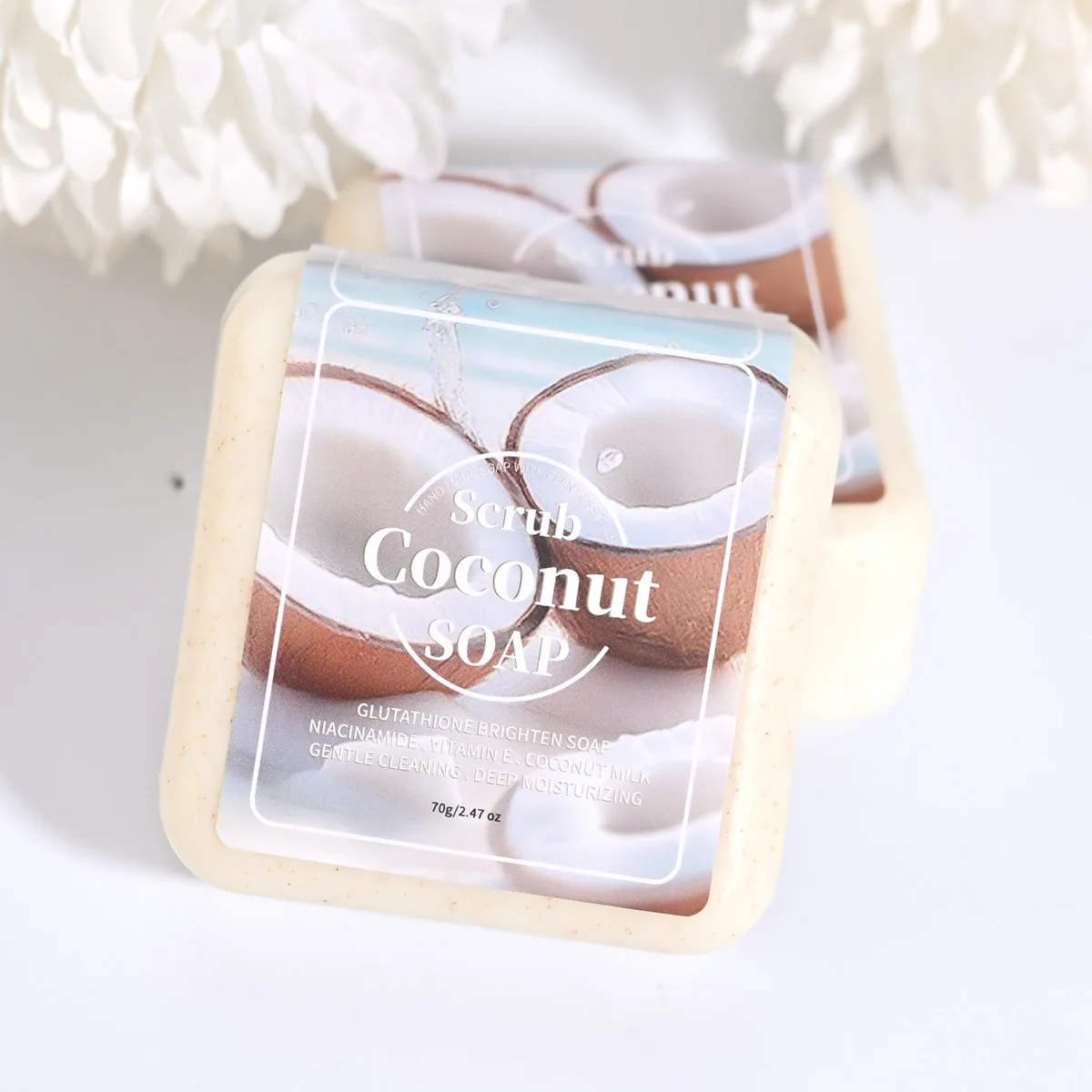 Glutathione Coconut Scrub Handmade Soap Deep Cleansing And Moisturizing Cleansing Bath Plant Essential Oil Soap Portable Soap