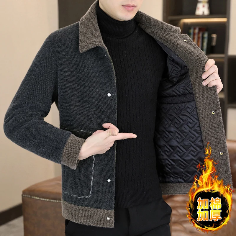 

2023 Winter Thicken Warm Woolen Jacket Men's Korean Slim Fit Casual Business Trench Coat Social Streetwear Overcoat Men Clothing