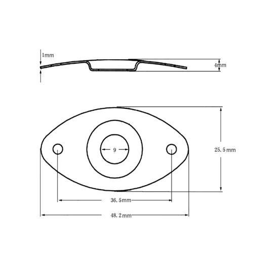 Imagen 2 del producto Placa de salida de conector con sangría ovalada, conector y enchufe para guitarra eléctrica Mono, plateado/negro, 1 Uds.