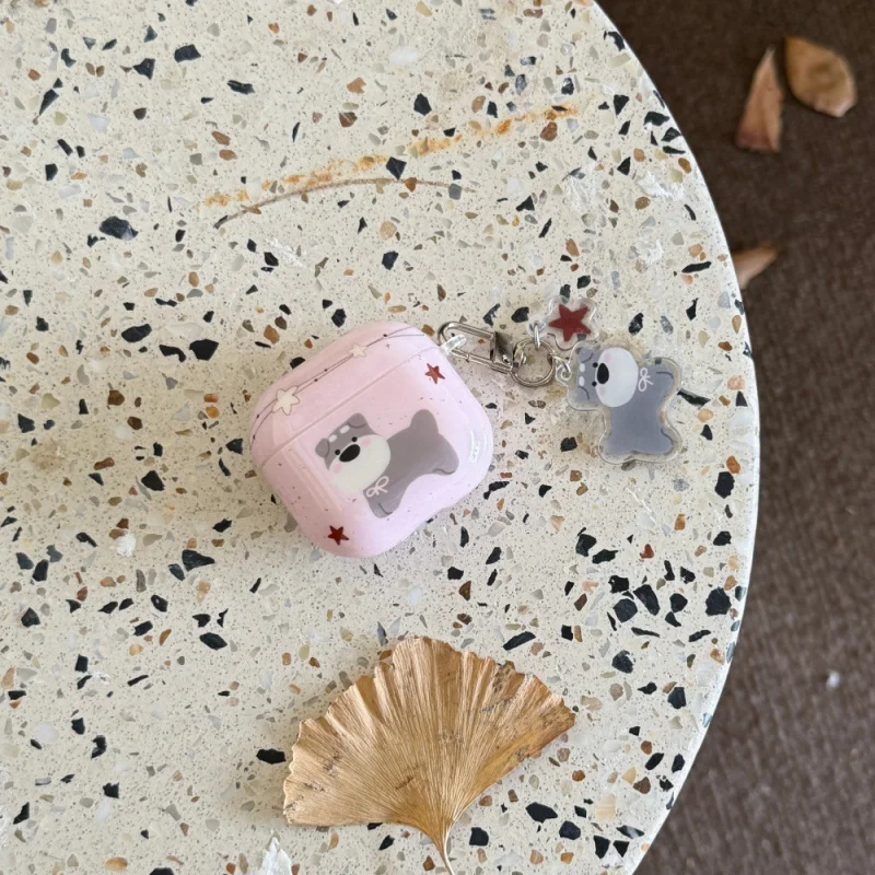 スプラッシュインクグレー子犬イヤホンケース Appleairpods3/4対応漫画ペンダントPRO2/PRO3個性