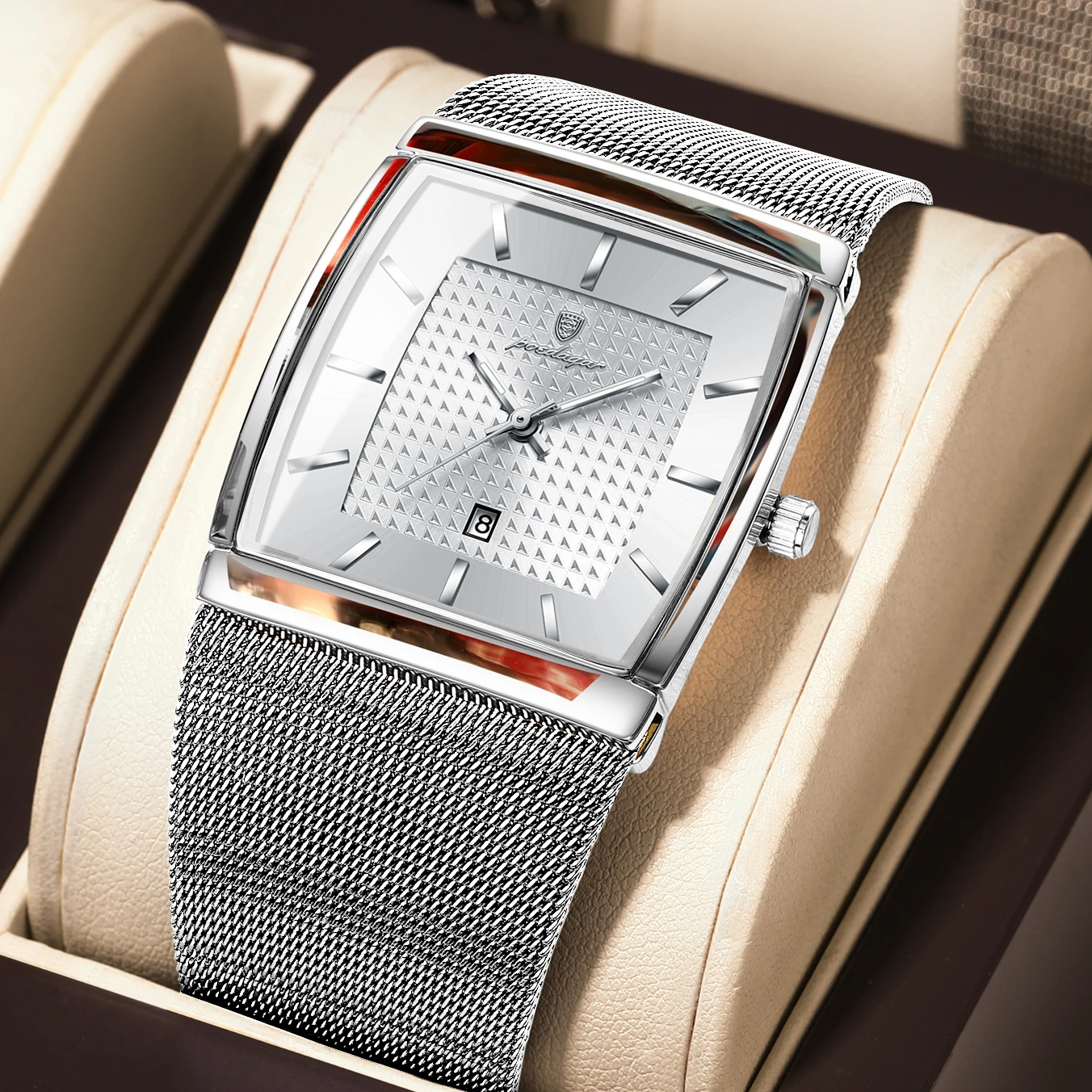POEDAGAR Top Luxe Heren Polshorloge Waterdicht Lichtgevend Roestvrij Stalen Gaas Datum Man Horloge Mode Zakelijk Quartz Herenhorloges