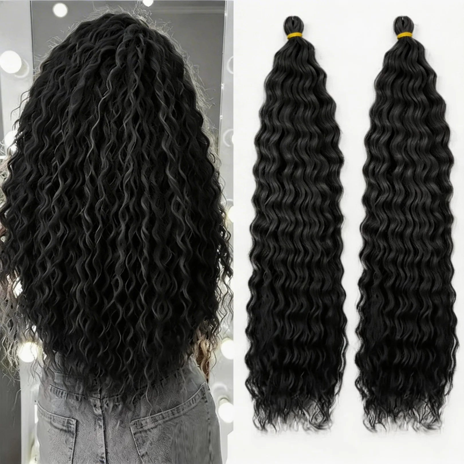 3 Pacotes de Cabelo Sintético Ombre Ariel Curl para Crochê, 22 Polegadas, Extensões de Trança Ondulada Profunda, Cabelo Torcido com Efeito Ondas de Água para Uso Diário Feminino