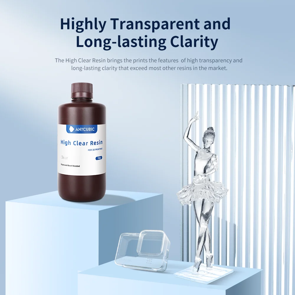 ANYCUBIC High Transparency UV Resin 405nm Photopolymer Resin Long-lasting Clarity for Photon MONO X 3d Printing Clear Materials