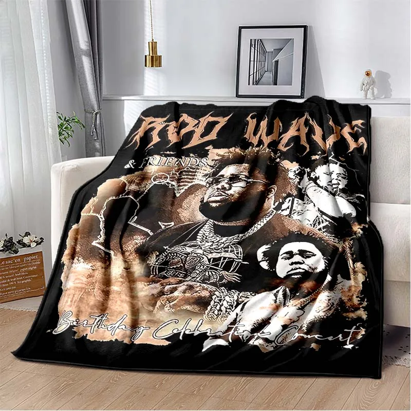 Hip Hop Rapper Blanket Rod Wave Flannel Blanket Soft Warm Throw Bedroom Decor Napping Couch Sofa Bed Chair Cover for Boys Girls