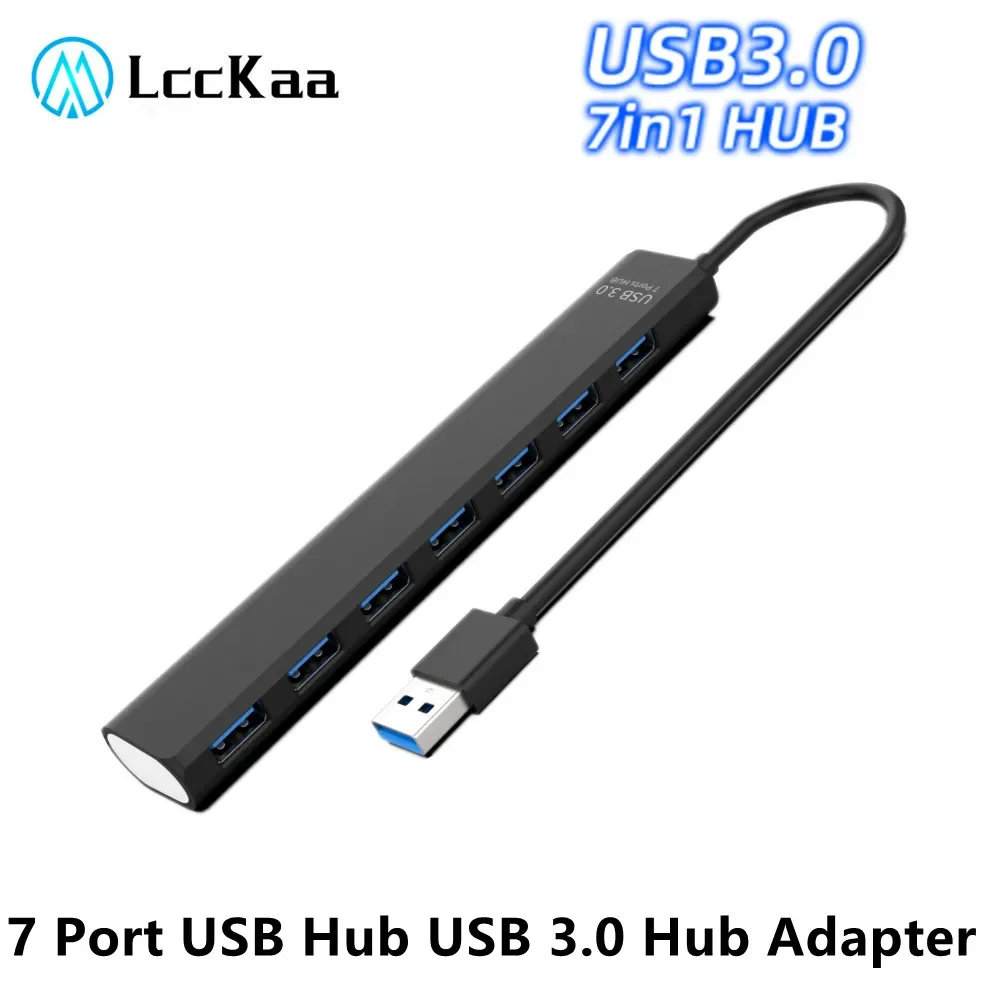 LccKaa USB 3.0 Hub USB Hub 3.0 Multi USB Splitter USB 3.0 Adapter 7 Port Multiple USB Expander USB Hub for PC Laptop Accessories