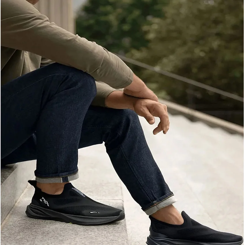 LI-NING Men\'s SOFT GO 2 Knit Slip-on Casual Walking Shoes Cushion Comfort Stable Mesh Jogging Daily Sports Sneaker AGLV017