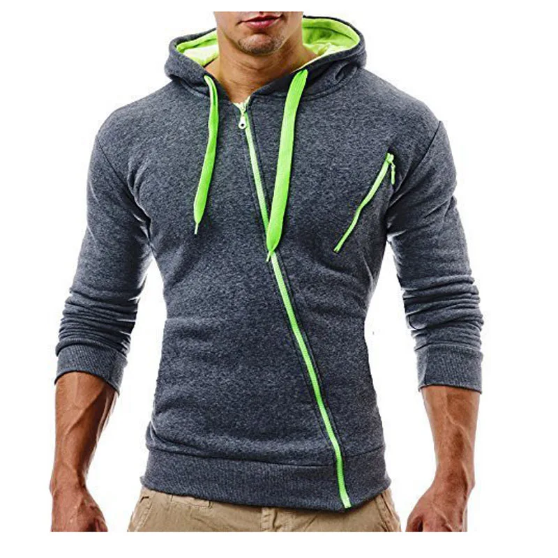 Chaqueta con cremallera oblicua brillante para hombre, Sudadera con capucha informal, abrigo deportivo Delgado, Moda de Primavera y otoño, MY045, 2023