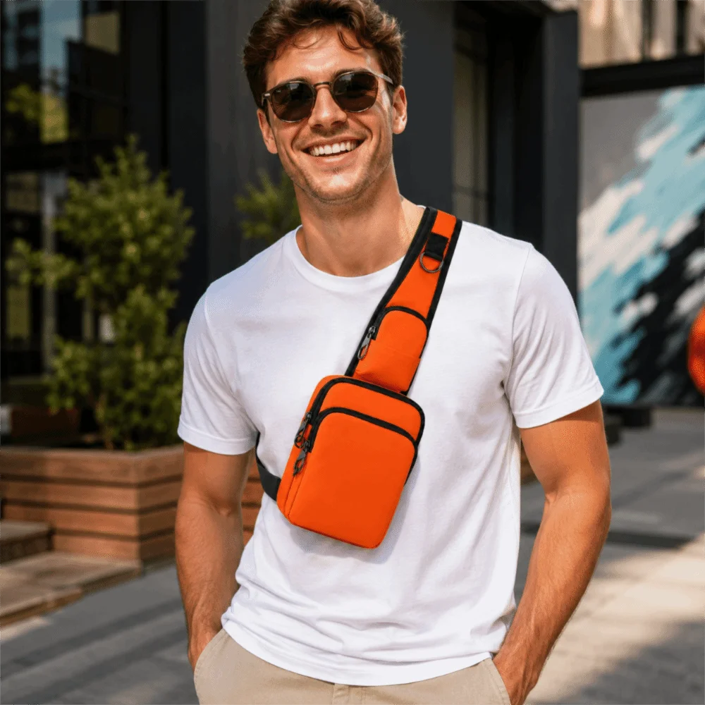 Tragbare RFID-blockierende Brusttasche, diebstahlsichere wasserdichte Umhängetasche, lässige einfache Messenger-Tasche für den Arbeitsweg – Detail 7