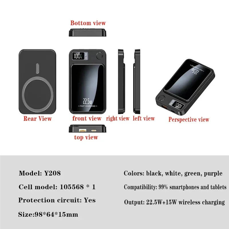 10000mAh Large Capacity Power Bank Magnetic Wireless Fast Power Bank Suitable For Apple Samsung Xiaomi Free Shipping