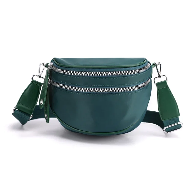 Elegant Solid Colour Waterproof Nylon Fanny Packs For Women Large Capacity Waist Bag Female Waist Pack Crossbody Chest Bag 2024