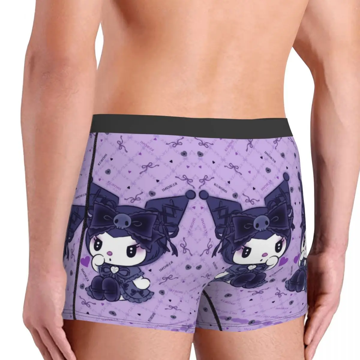 Ropa interior personalizada con patrón Kawaii Kuromi para hombre, calzoncillos Boxer de película a la moda, pantalones cortos suaves, bragas, calzoncillos