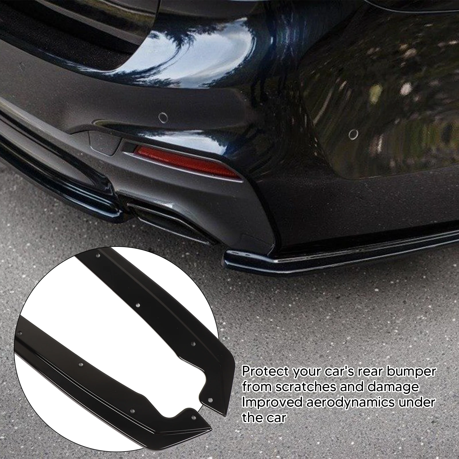 Car Rear Bumper Side Splitter Glossy Balck Corner Cover Fit For BMW 5 Series G30 G31 M Sport 2017‑2022