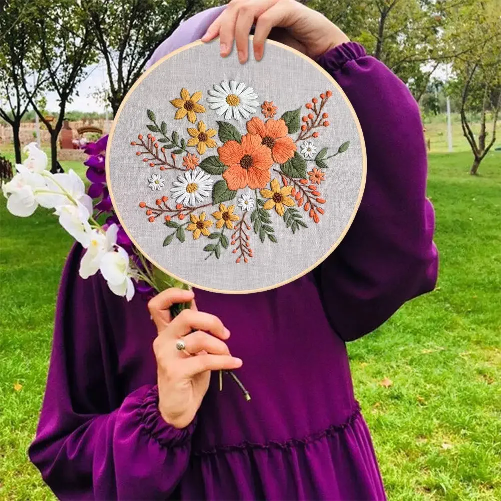 طقم تشغيل التطريز DIY التطريز زهرة اليدوى التطريز عبر الابره عدة الشريط اللوحة التطريز