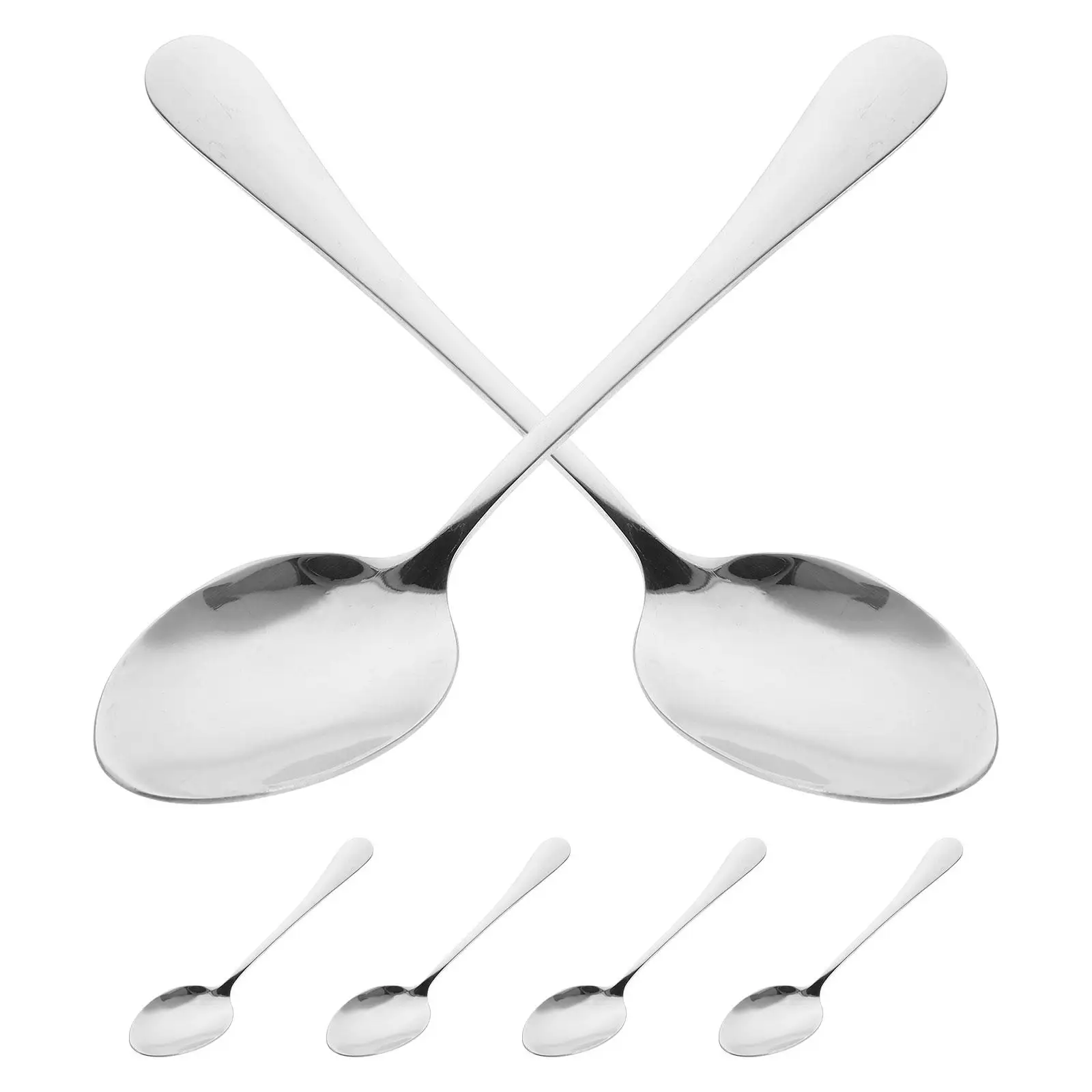 

6 Pcs Stainless Steel Spoon Rice Spoons for Eating Western Tableware Dinner Dessert