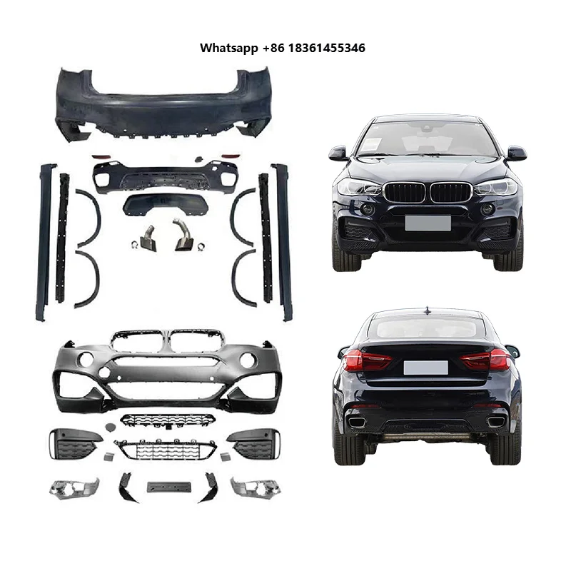 

For X6 2015-2019 F16 Car Modification Upgrade M-Tech Body Kit Front Rear Bumper Lip Side Skirt Wheel Arch Exhaust Tailpipe
