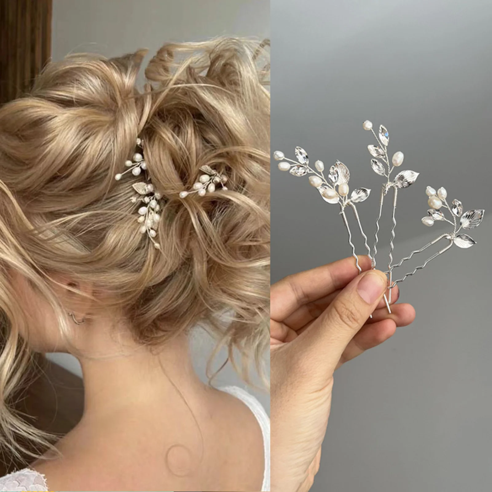 

3PCS Wedding U Shape Hair Clips Bridal Headpiece Hairpins Forks Pearl Women Hair Accessories Bridal Headdress Jewelry Gift