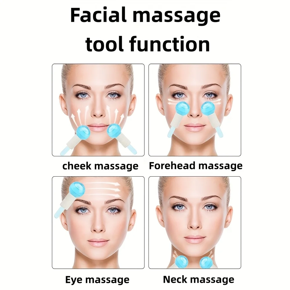 2Pcs Ice Globes Facial Massager for Face Eyes Neck Gua Sha Cooling Roller Dark Circles Relief Skin Care Tool Reusable view 3