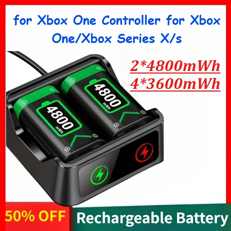 

2*4800mWh 4*3600mWh Rechargeable Battery Packs for Xbox One Controller for Xbox One/Xbox Series X/S Charging Accessories