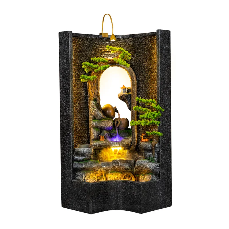 

Large fountain circulating water curtain wall partition lucky rockery stone flowing water ornament fish tank courtyard company