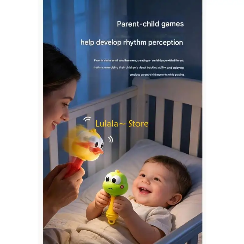 Y4QA Handheld Shaker Toy for Infant Cartoon Duck Newborns Gift Fun Activity Baby Shaker for 0-12 Month Baby Sensory Toy
