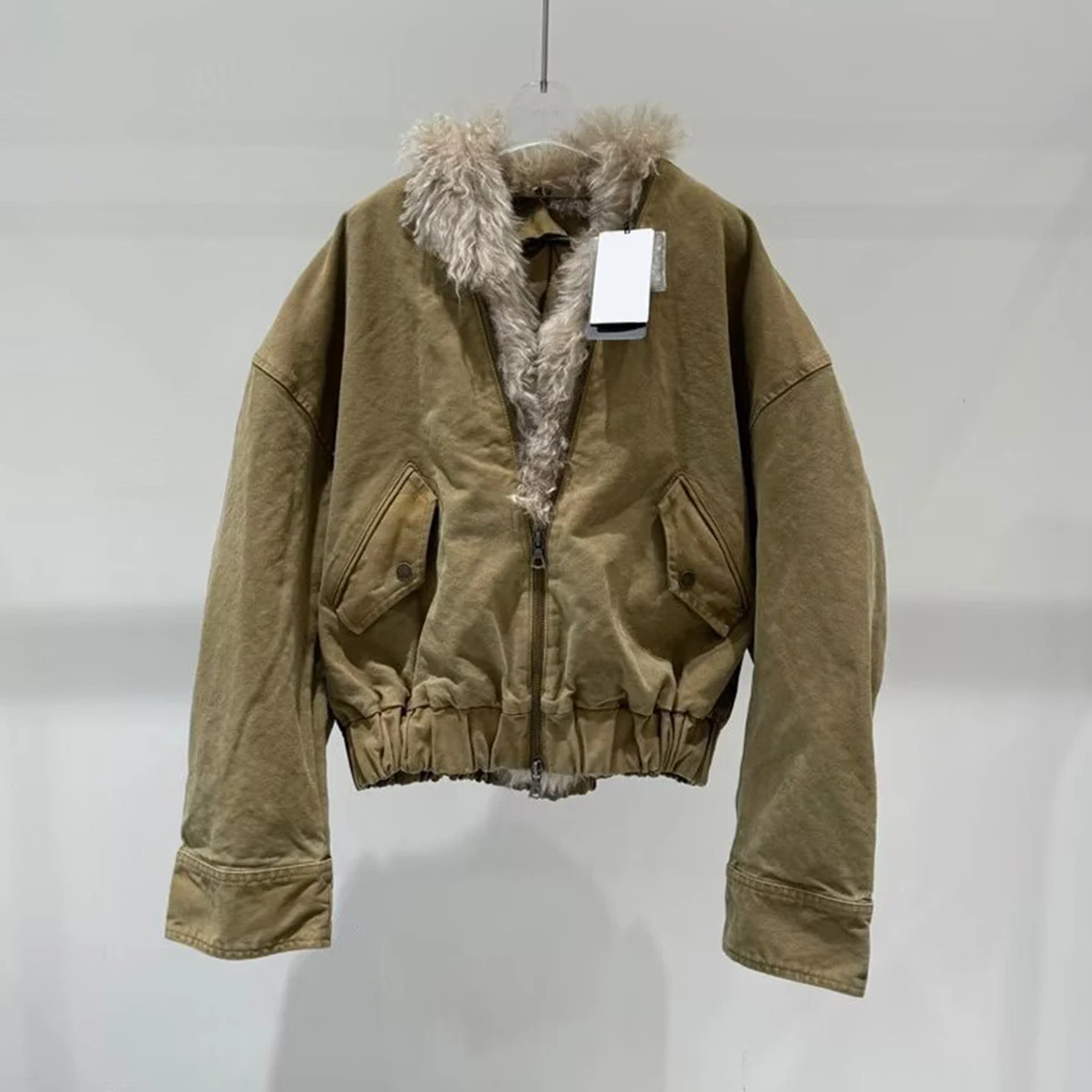 Prendas de abrigo de invierno con cremallera para mujer, ropa holgada recortada de piel desmontable, ropa de abrigo bidireccional, nuevo abrigo ort 2025 Z para mujer