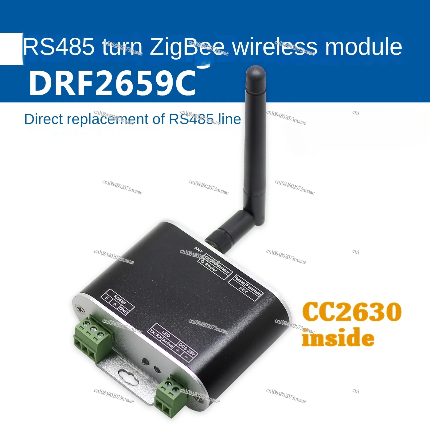 Wireless Module Suitable for RS485 to ZigBee, 1.6km Transmission, CC2630 Chip, Ultra CC2530, DRF2659C