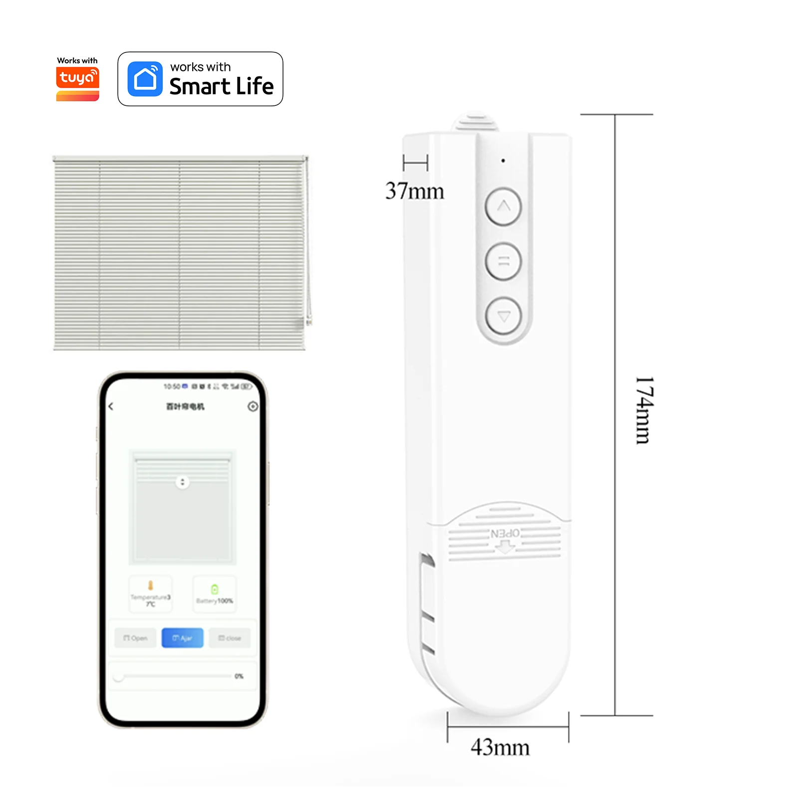 Moteur de rideau électrique intelligent Hurized JORoller, WiFi, Zigbee, perle nervurée, fonctionne avec Alexa, Google Home