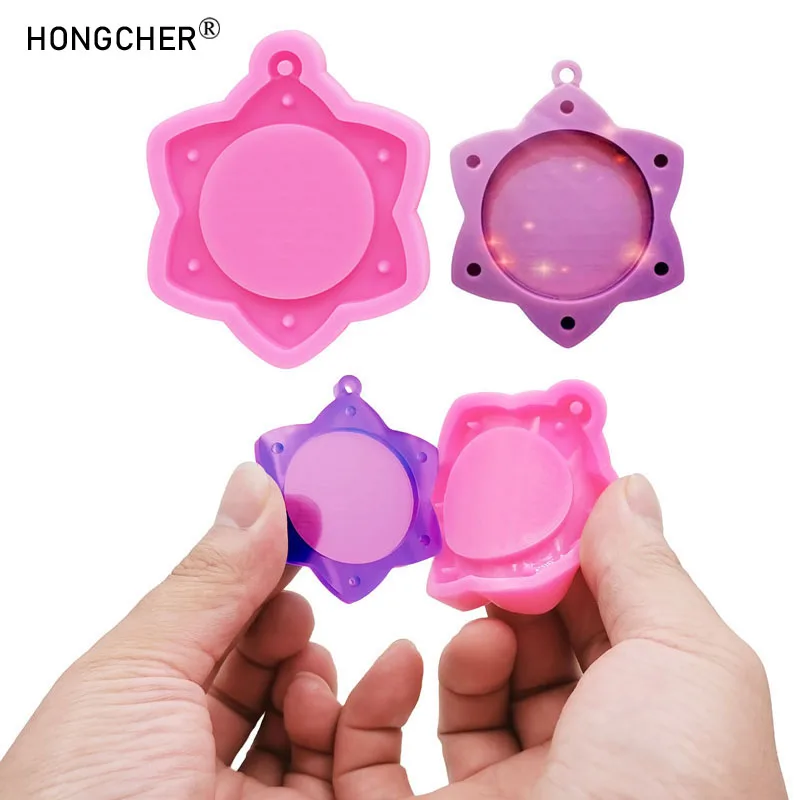 Funkelndes Diamant-Herz-Schmuckzubehör, Silikonform, DIY-Ohrringe, Halskette, Anhänger, dekorativer Anhänger, Tropfformen