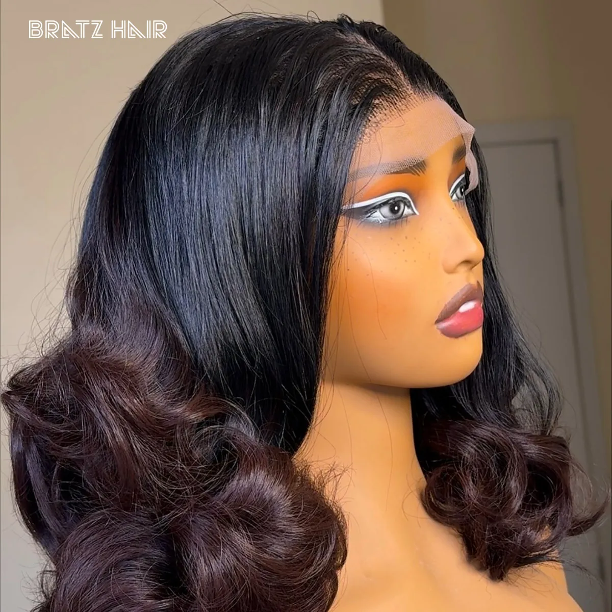 مزدوج تعادل أومبير براون 4by4 إغلاق شعر مستعار شعر الإنسان نطاط مجعد 13x4 شعر مستعار أمامي كامل للمرأة T1B/براون ترتد غلويليس الباروكات