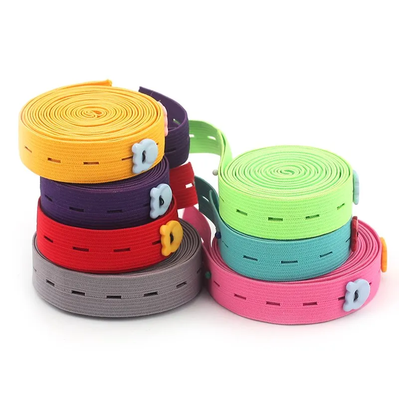 2cm Colorful Adjustable Flat Elastic Band with Button Holes Elastic Band for Baby Diaper Pregnant Garment Sewing Accessories 1M