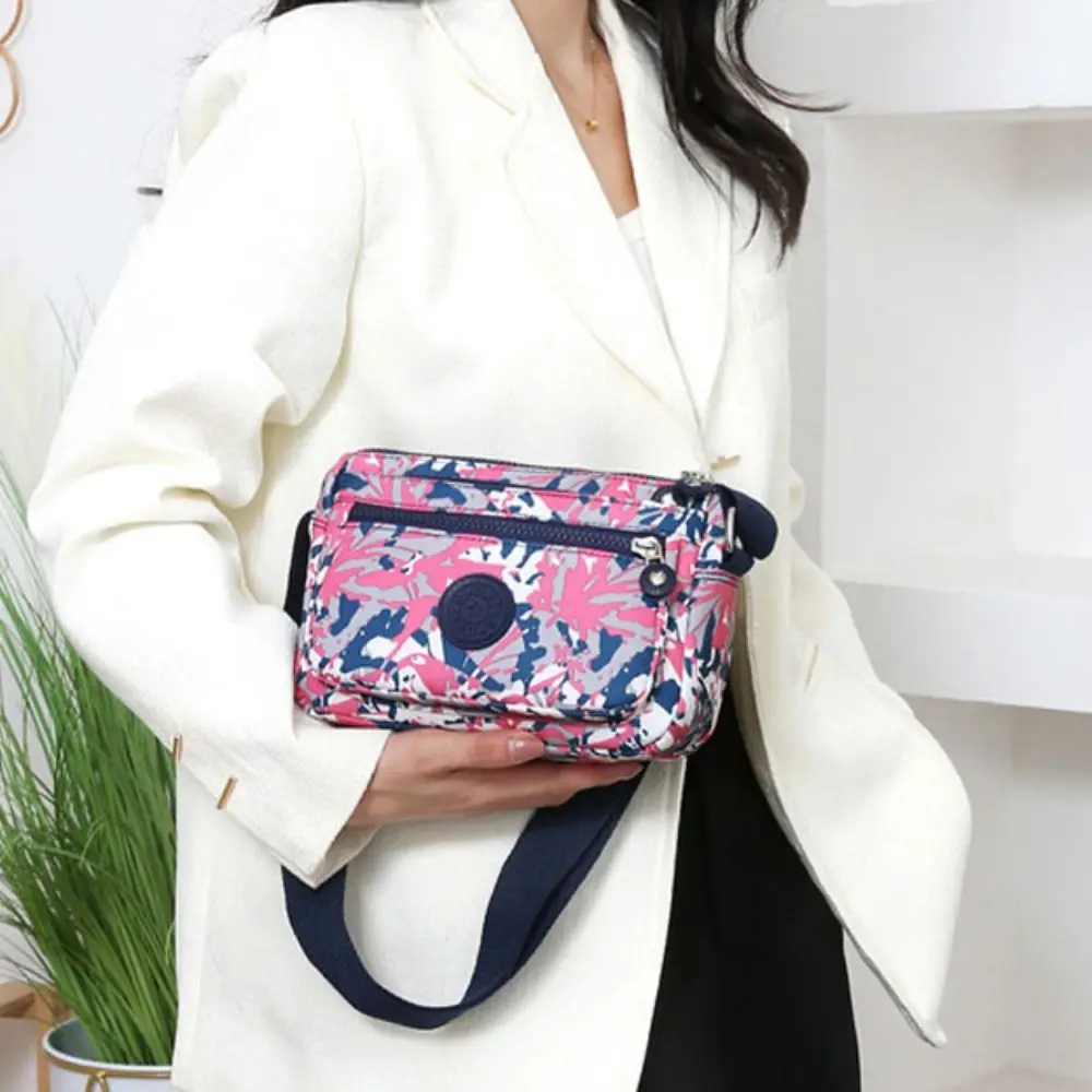 

Multi-layer Multi Pocket Nylon Shoulder Bag Printing Leisure Middle Aged Tote Bag Waterproof Lightweight Mobile Phone Bag Daily