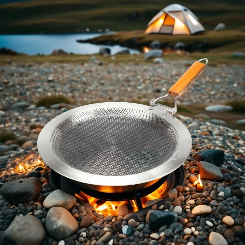 

30cm 34cm Outdoor BBQ Grill Pan BBQ Pot Non Stick Stovetop Baking Tray Korean Roastig Grill Plate Camping Cookware
