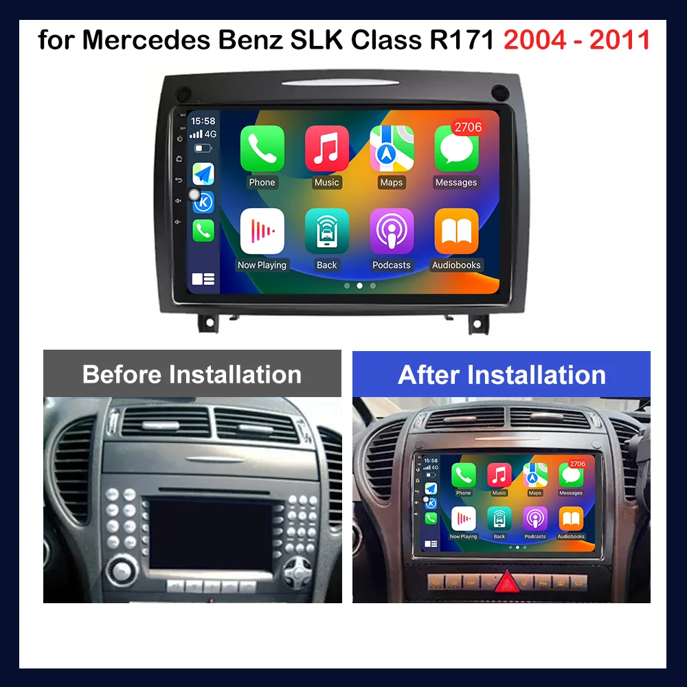 Carplay Car Radio Video Multimedia Player Android OS for Mercedes Benz SLK Class R171 2004 - 2011 GPS Navi 4G BT WiFi DSP Stereo