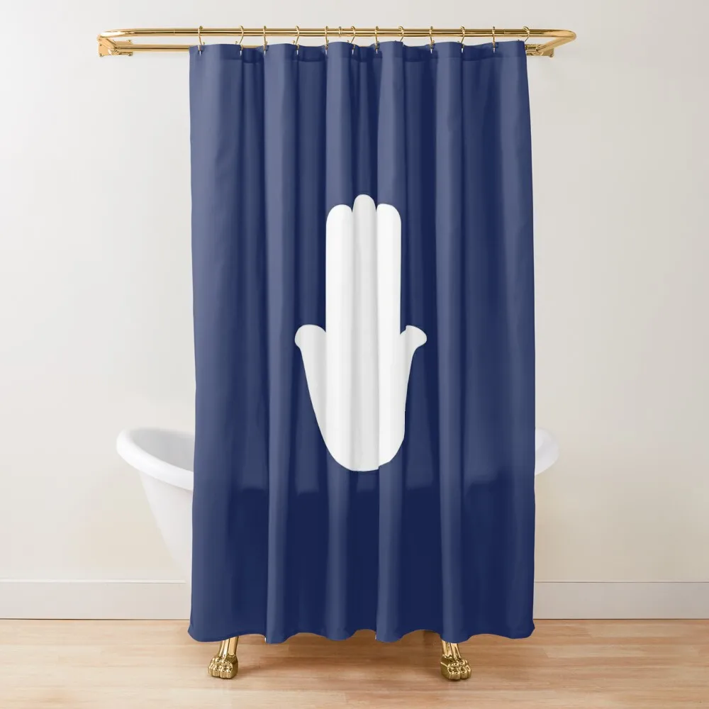 

White Hamsa Hand on Blue Background Shower Curtain Bathroom Shower Cover Bathroom Shower Set Curtain