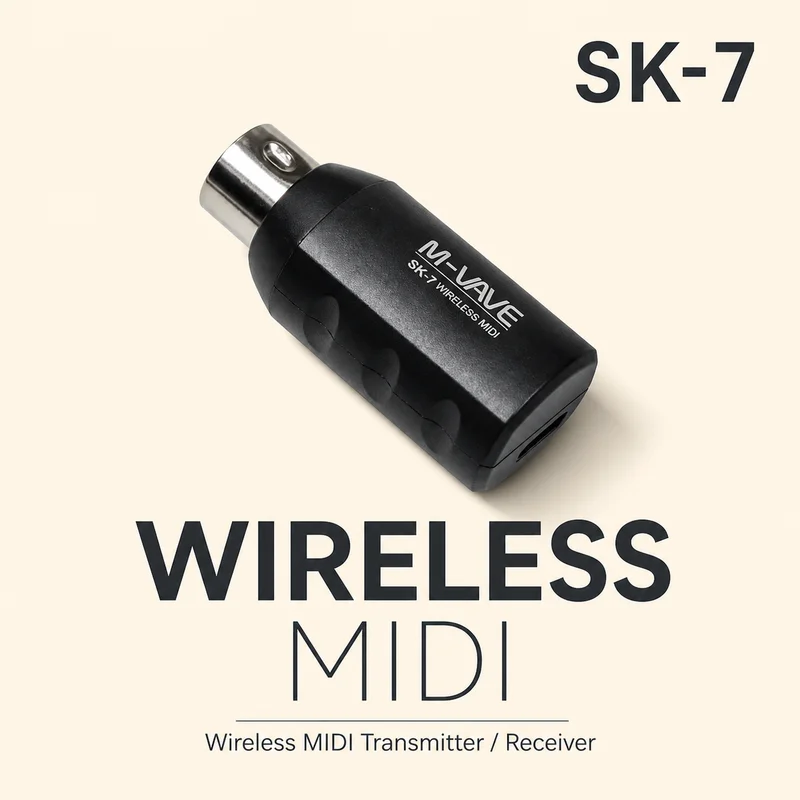 M Vave Sk7 Wireless Midi Adapter Rechargeable Bluetooth Transmitter Receiver For Electronic Music Instrument