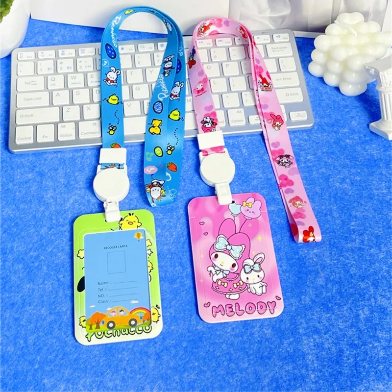 Kawaii держатель для карт «Hello Kitty» My Melody, аниме-фигурки, милый мультяшный ремешок, аниме-товары, украшение для рабочей карты, аксессуары для удостоверения личности