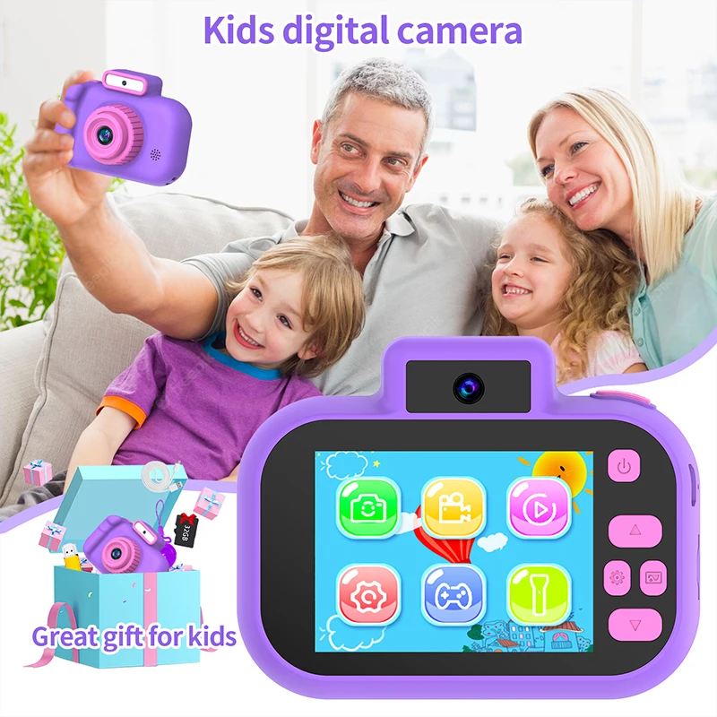 Micro cámara de juguete para niños, cámara de Selfie multifuncional, videocámara de Video Digital portátil para niños pequeños, carga USB para regalo de vacaciones