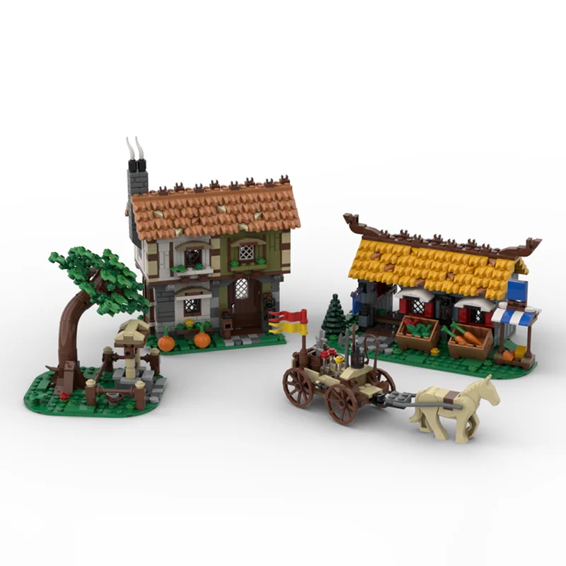 

1370pcs MOC Medieval Town Square Expansion Castle Kingdoms Model Building Blocks Christmas Gift Architecture Toys Creative Idea