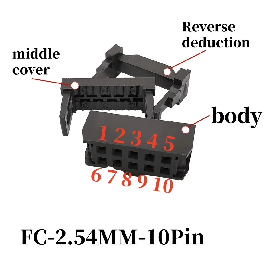 FC 6/8/10/12/14/16/18/20/24/26/30/34/40/50 دبوس 2.54 مللي متر الملعب أنثى رأس IDC موصل مقبس لكابلات الشريط 1.27 مللي متر