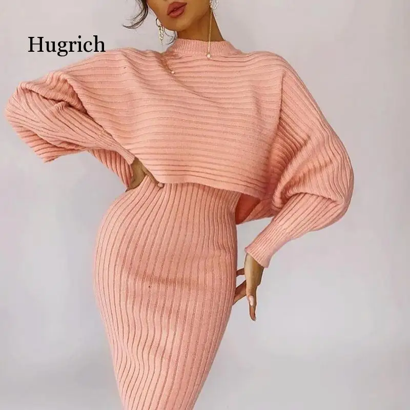 Autumn and Winter New Celebrity Temperament Shawl Cashmere Jacket Female Knitted Pure Desire V-neck Sling Dress Two-piece Suit