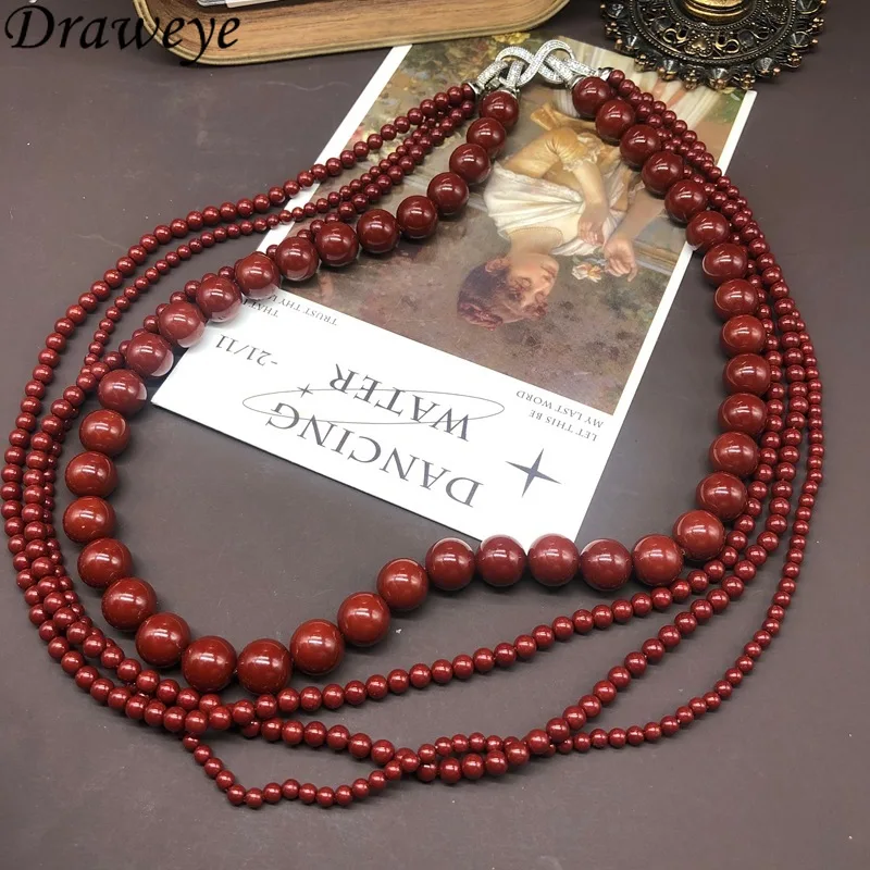 

Draweye Multilayered Necklaces for Women Winter Sweater Chain Palace Style Jewelry Elegant Hyperbole Collares Para Mujer