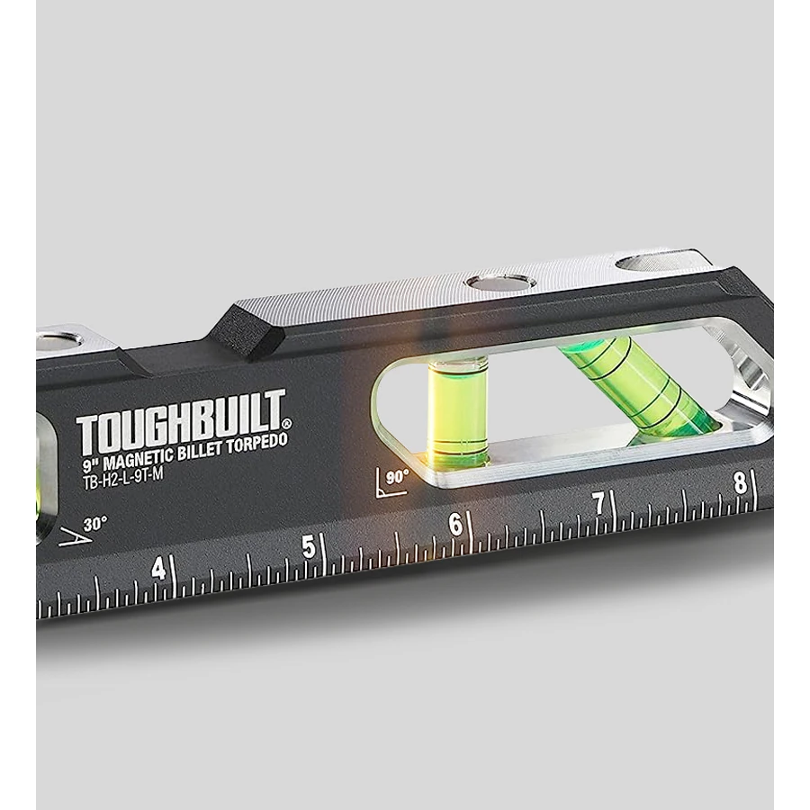 TOUGHBUILT Magnetic 4 Bubble Spirit Level 9 inch 230mm Horizontal Ruler Billet Material Level TB-H2-L-9T-M