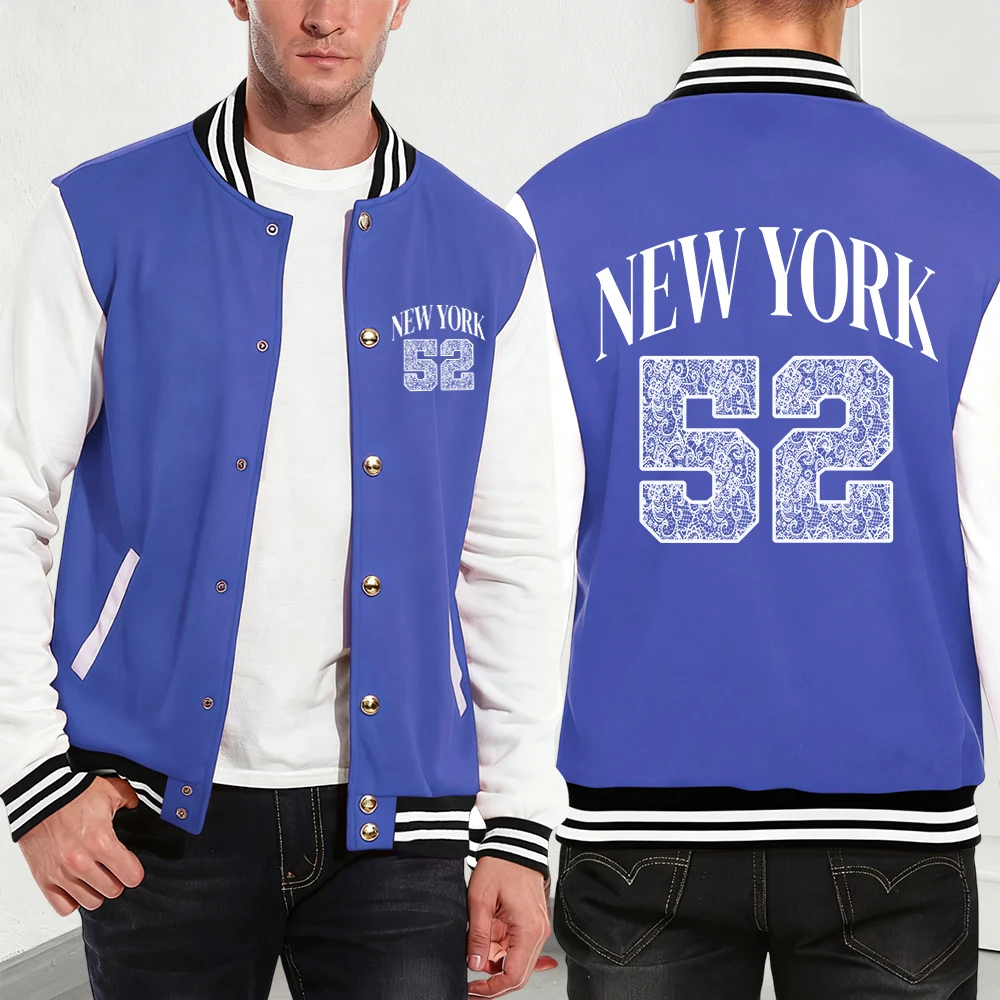 نيويورك الفن رسالة 52 الطباعة القطن معاطف رجالي الشتاء الصوف الدافئة السترات أساسيات جيب البيسبول جيرسي الهيب هوب الرجال الملابس #1