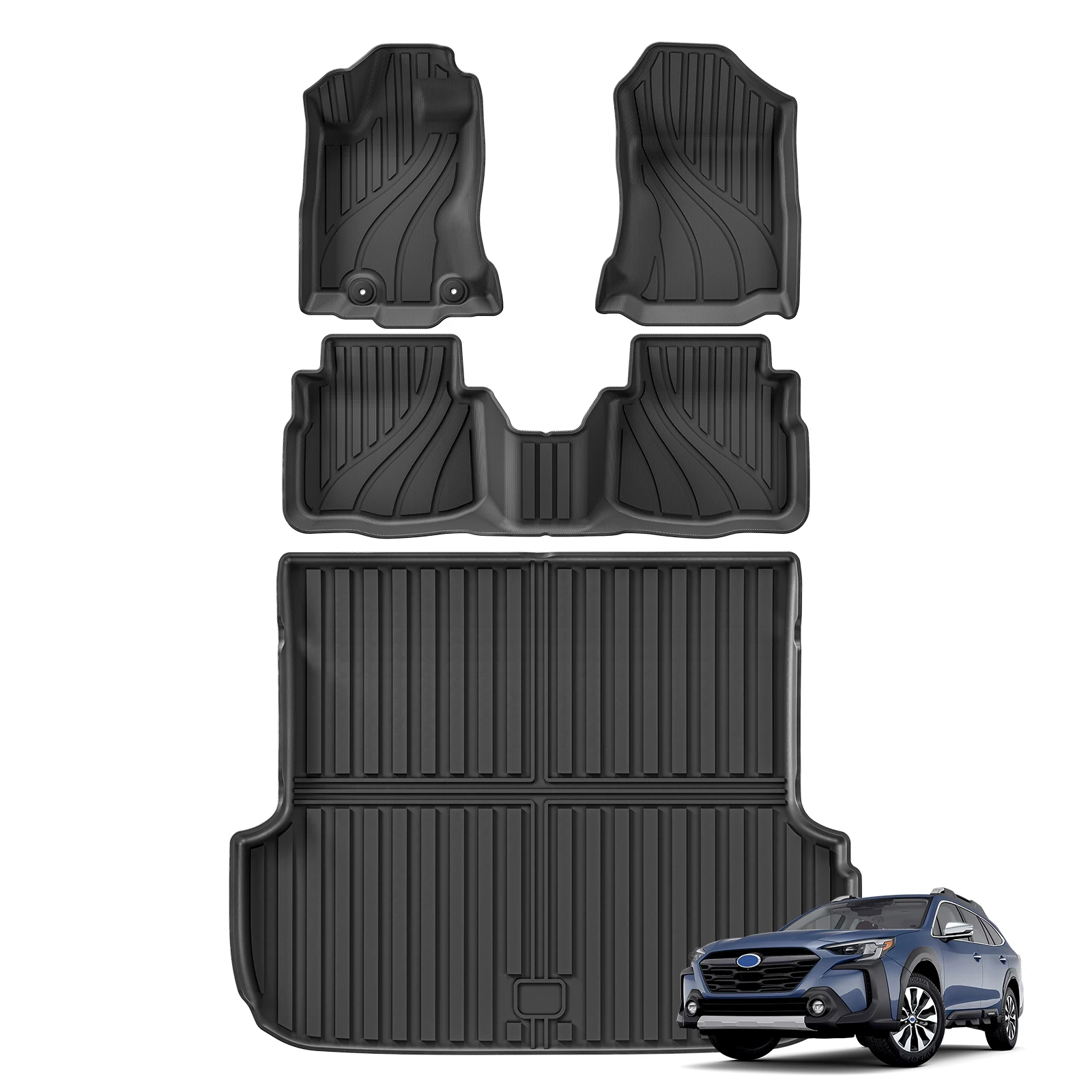 LUCKEASY für Subaru Outback 2020–2024 20225, TPE, 3D-Auto-Fußmatten, Cargo-Liner, Kofferraum-Rückenlehnenpolster, Allwetter, Schwarz