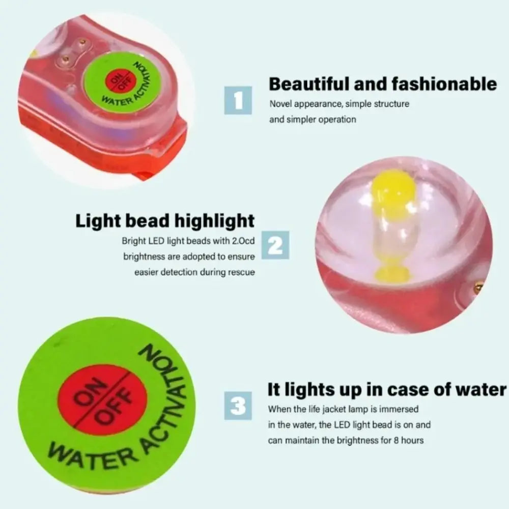 Vita al litio Attira la lampada leggera Giubbotto di salvataggio salvavita Luce Attrezzatura di sopravvivenza ultrabasso Giubbotto di salvataggio attivato dall'acqua