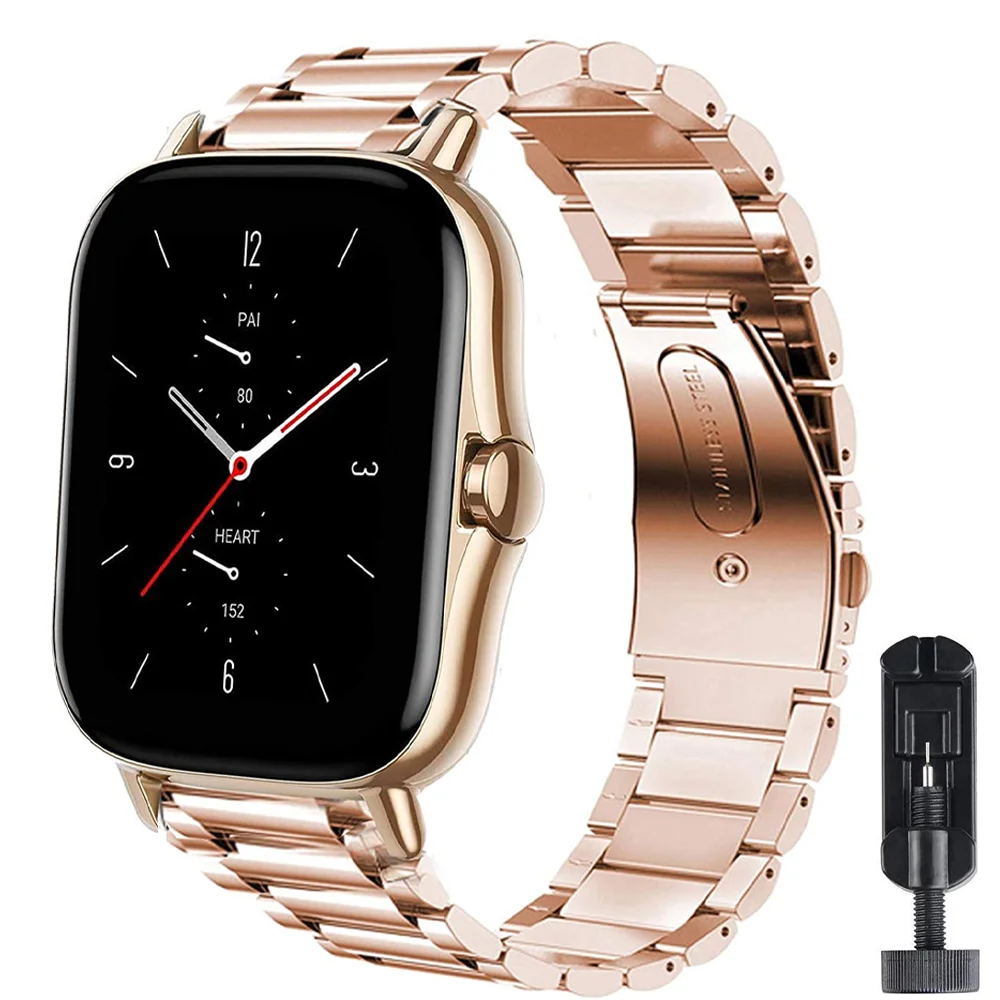 

Stainless steel watch band For Amazfit GTS/2/2e/GTS2 Mini/GTR 42mm/47mm/GTR2/2e/stratos 2/3 20mm 22mm Bracelet Amazfit bip strap