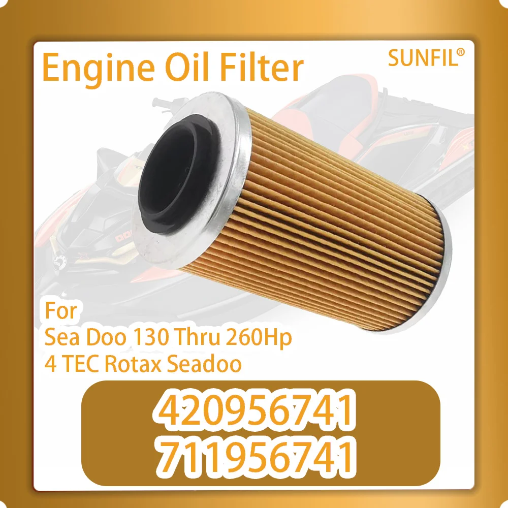 Engine Oil Filter for  420956741 711956741  Sea Doo 130 Thru 260Hp 4 TEC Rotax Seadoo