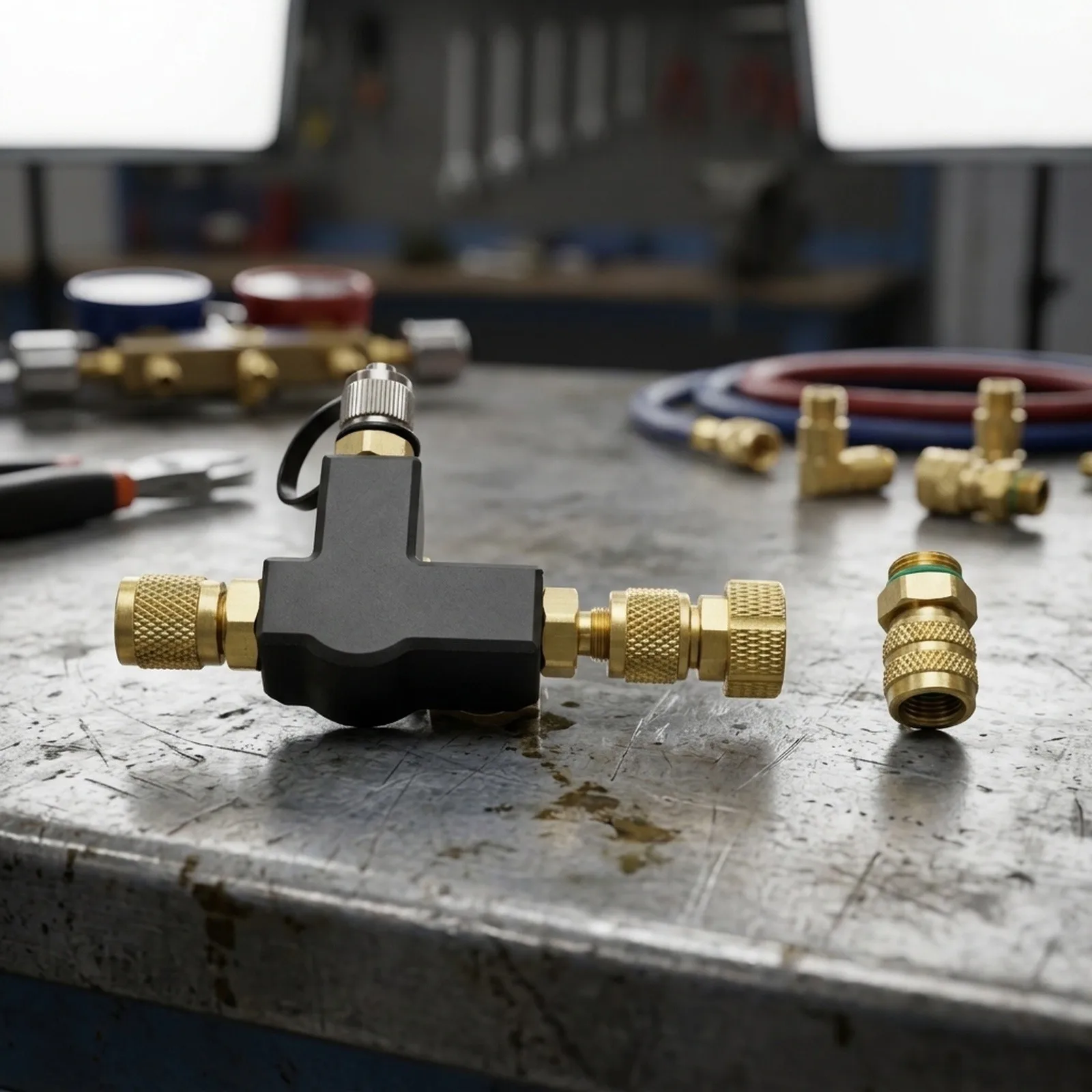 Valve Core Removal Tool with Dual Fitting Compatibility 1/4 and 5/16 Inch and Transparent Sight Glass for Core Engagement Check