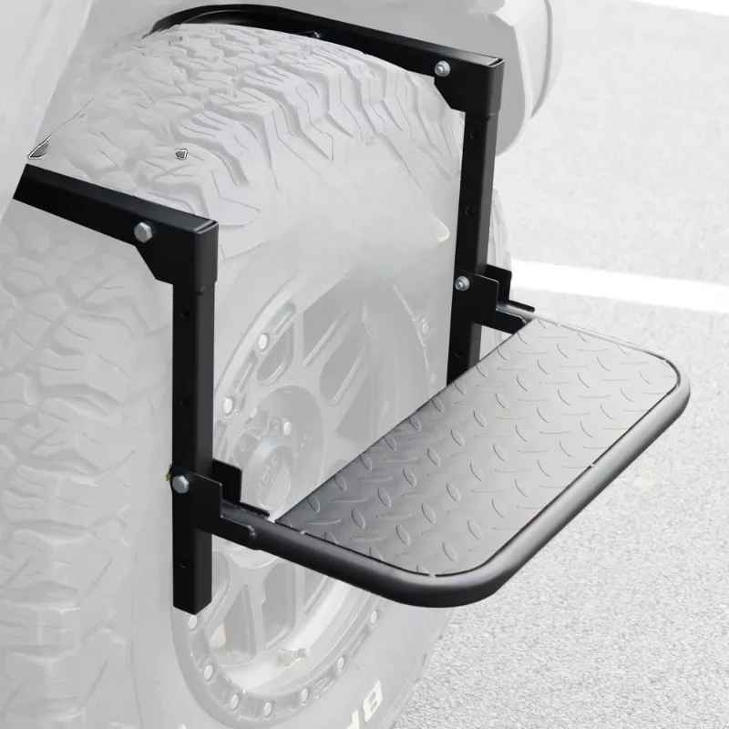 Adjustable Folding Carbon Steel Step Ladder Portable Auto Accessory for Truck Off-Road Vehicle