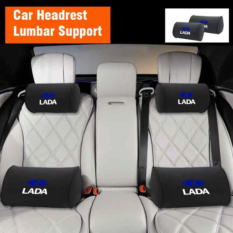 Almohada para el cuello del coche, espuma viscoelástica, soporte Lumbar protector para la espalda, cojín transpirable para aliviar el estrés para Lada Priora Sedan Sport Kalina
